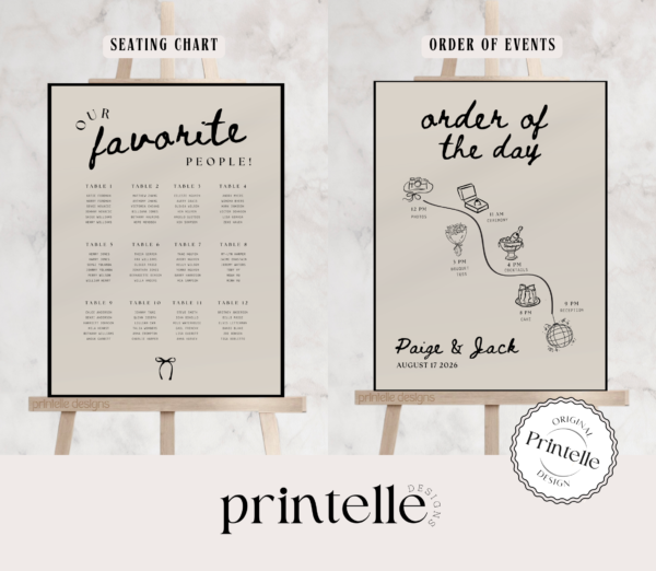 Wedding Day Templates Bundle | Hand Drawn Champagne Handwritten Wedding Day Illustration Stationery Decor | Printable Bundles Decorations T2 - Image 9