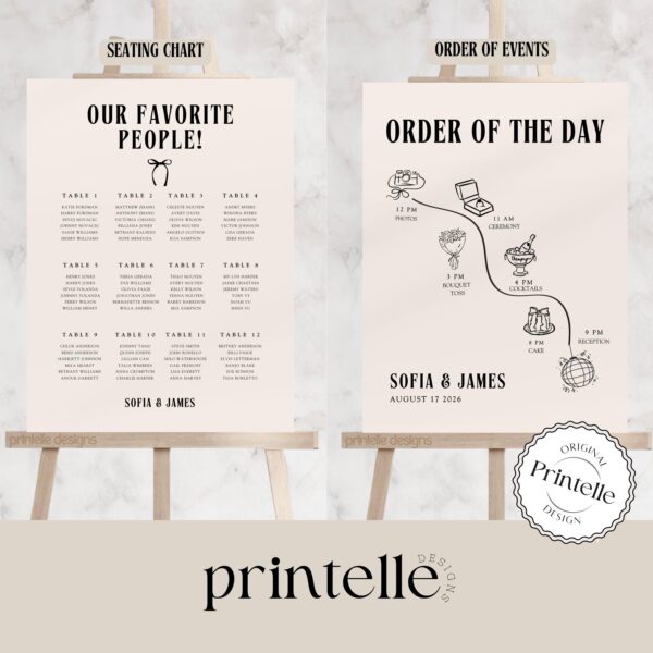 Wedding Day Templates Bundle | Hand Drawn Old Money Scribble Wedding Set | Illustrated Champagne Illustration Wedding Decor Bundles | A2 - Image 8