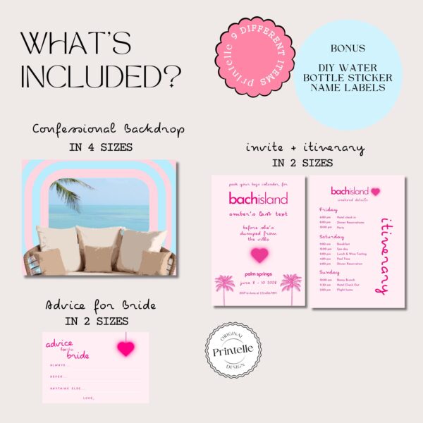 Bach Island Bachelorette Party Templates Bundle | Island Themed Love Bachelorette Weekend Decor | Island Villa Stationery Games Templates L2 - Image 5