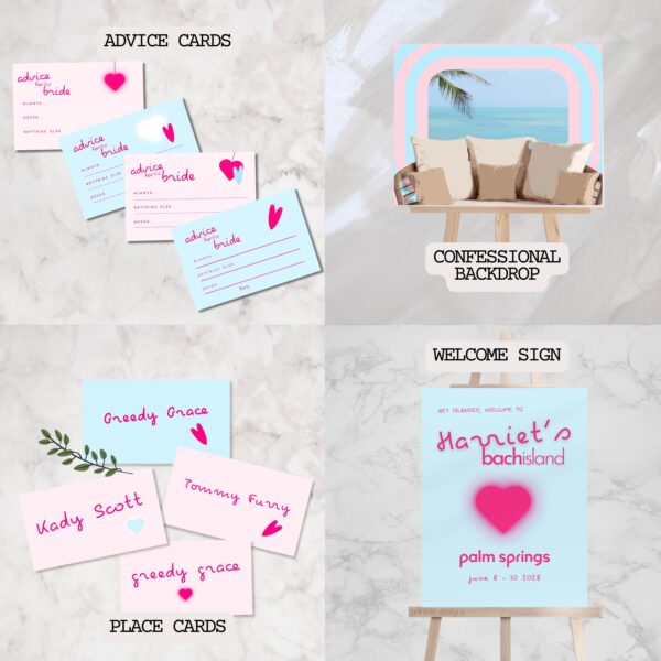 Bach Island Bachelorette Party Templates Bundle | Island Themed Love Bachelorette Weekend Decor | Island Villa Stationery Games Templates L4 - Image 5