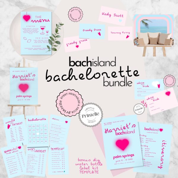 Bach Island Bachelorette Party Templates Bundle | Island Themed Love Bachelorette Weekend Decor | Island Villa Stationery Games Templates L4 - Image 8