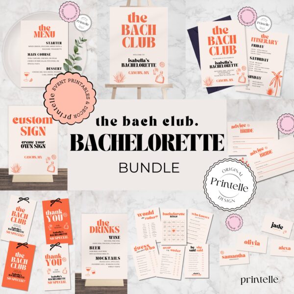 Bachelorette Party Templates Bundle | Orange Mexico Bachelorette Weekend Decor | Bold Retro Orange Bach Girls Trip Invite Sign Templates X - Image 7