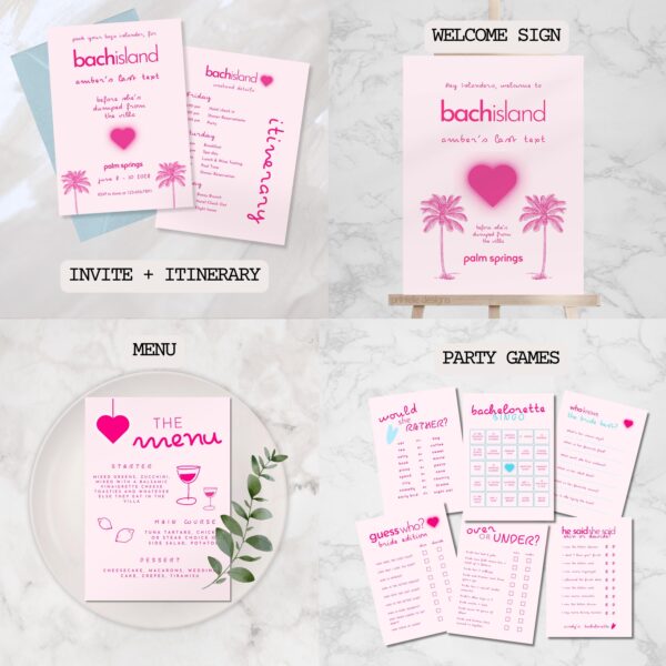 Bach Island Bachelorette Party Templates Bundle | Island Themed Love Bachelorette Weekend Decor | Island Villa Stationery Games Templates L2 - Image 6