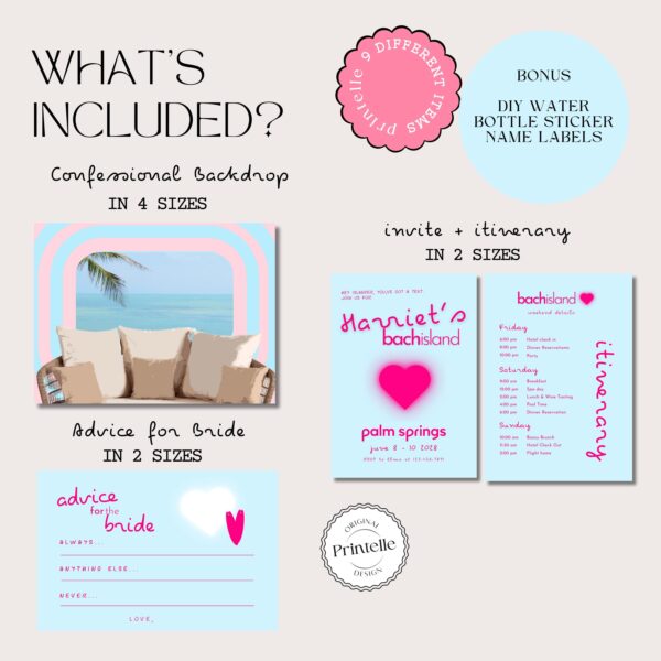 Bach Island Bachelorette Party Templates Bundle | Island Themed Love Bachelorette Weekend Decor | Island Villa Stationery Games Templates L4 - Image 3