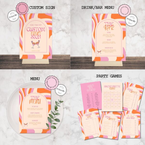 Bachelorette Party Templates Bundle | Final Fiesta Pink Orange Bachelorette Weekend Decor | Final Fiesta Girls Trip Bundle Decorations FF - Image 6