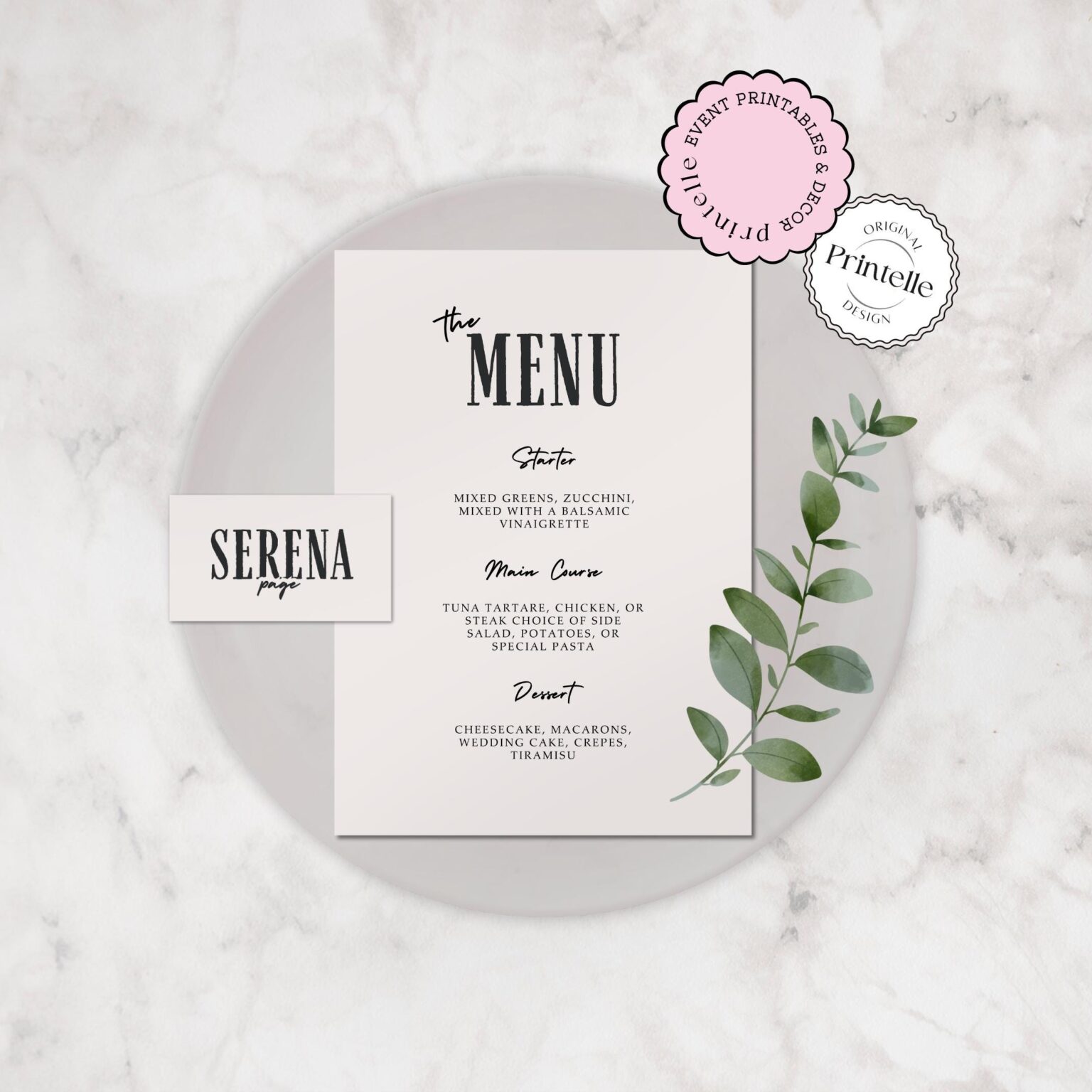 Wedding Menu and Place Cards Template Modern Beige