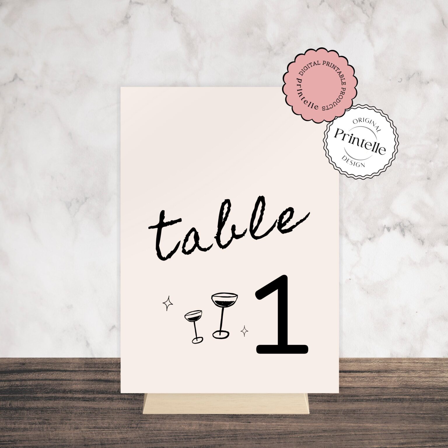 Wedding Table Number Template Illustrated Hand Drawn